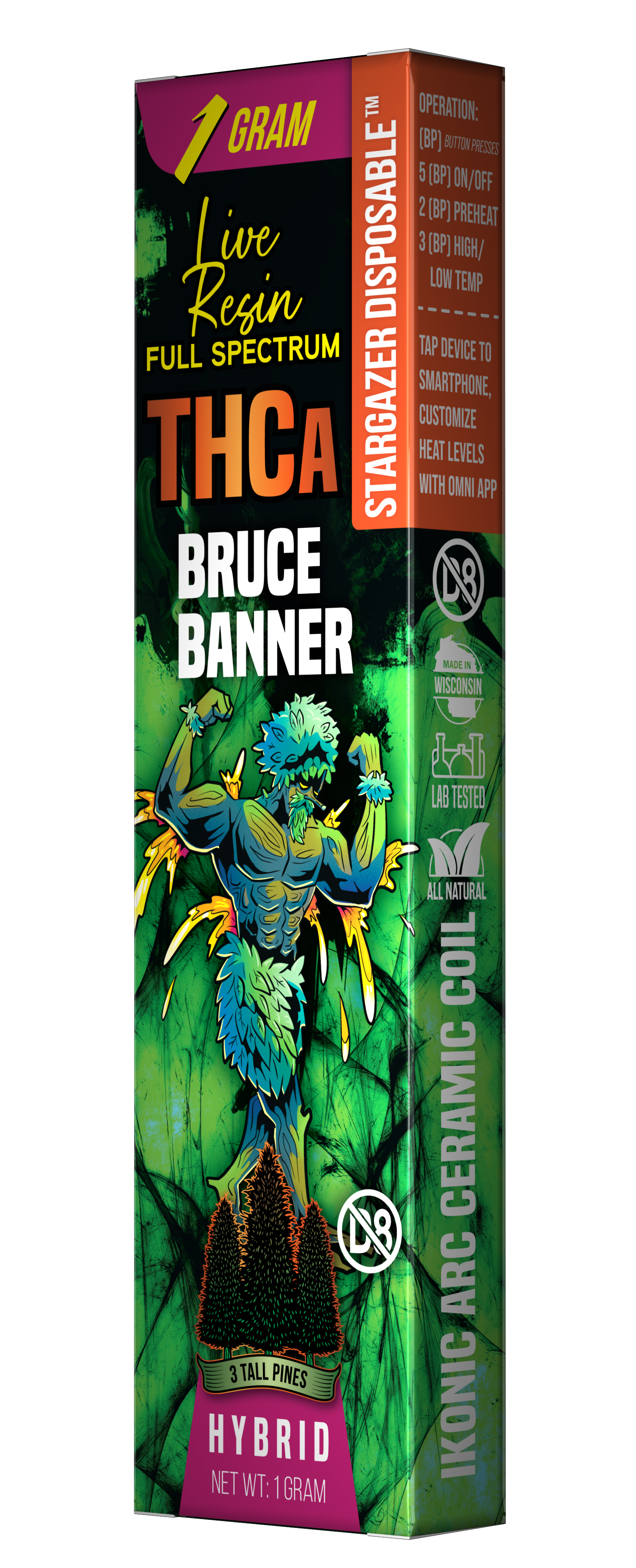 THCa Vape - Bruce Banner - Stargazer 1g (Hybrid) 3 Tall Pines Farm THCa Vape - Bruce Banner - Stargazer 1g (Hybrid) 3 Tall Pines Farm