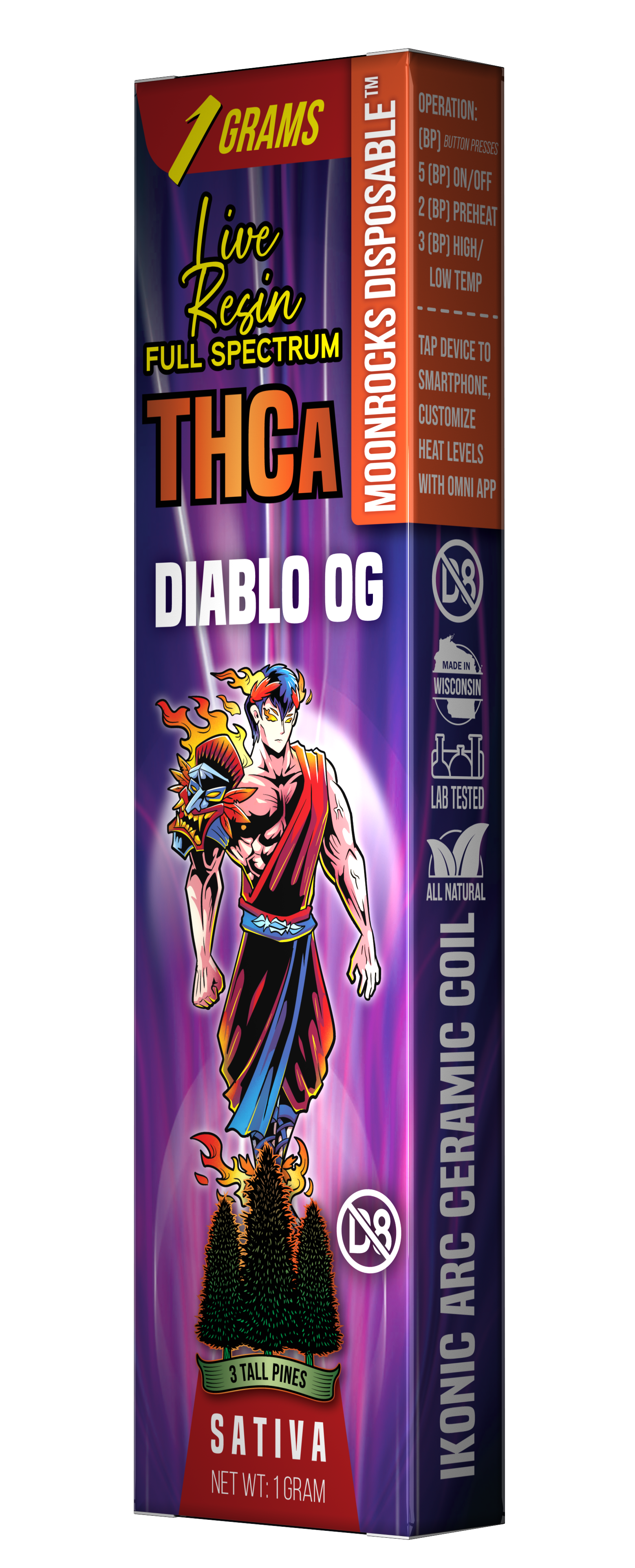 THCa Vape - Diablo OG - Moonrock 1g - Sativa 3 Tall Pines Farm THCa Vape - Diablo OG - Moonrock 1g - Sativa 3 Tall Pines Farm