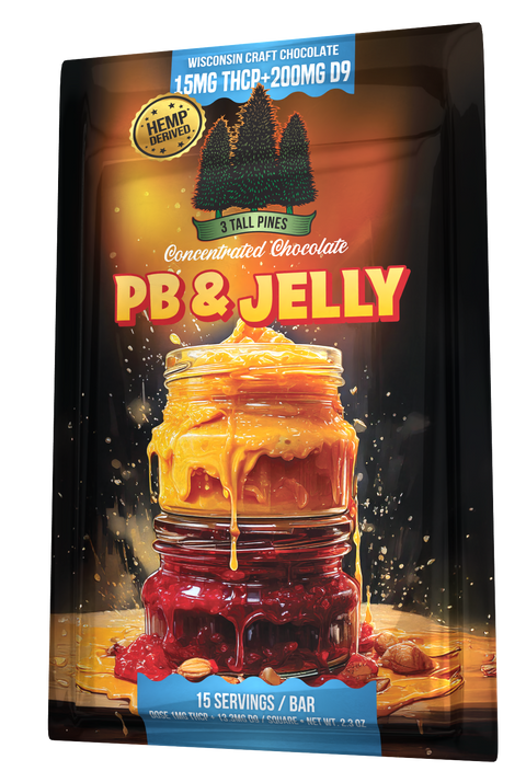 Peanut Butter and Jelly Delta 9 Chocolate Bar - 15mg THCP + 200mg Delta 9 Edible