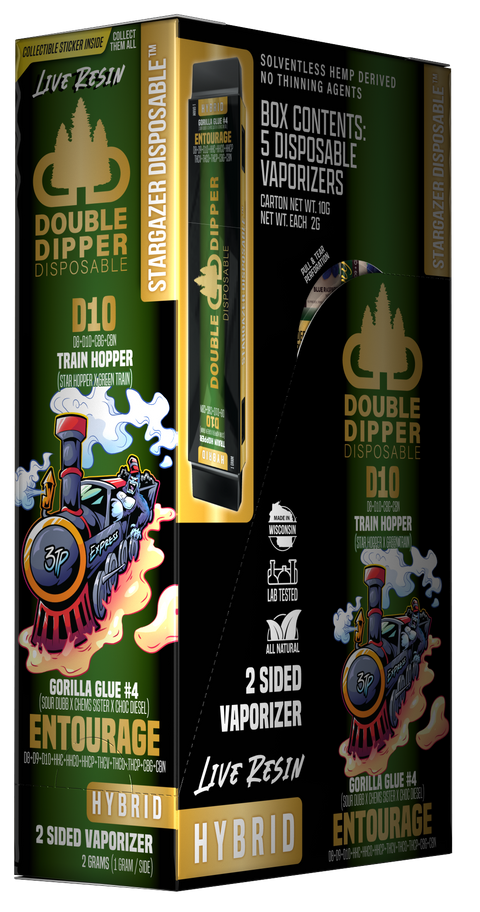 Train Hopper/Gorilla Glue #4 - Delta 10/Entourage - Stargazer Double Dipper Disposable Vape