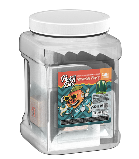 Delta 8 - Peek-a-Boo Chews - Michigan Peach Gummies (250mg) - 3 Tall Pines Farm