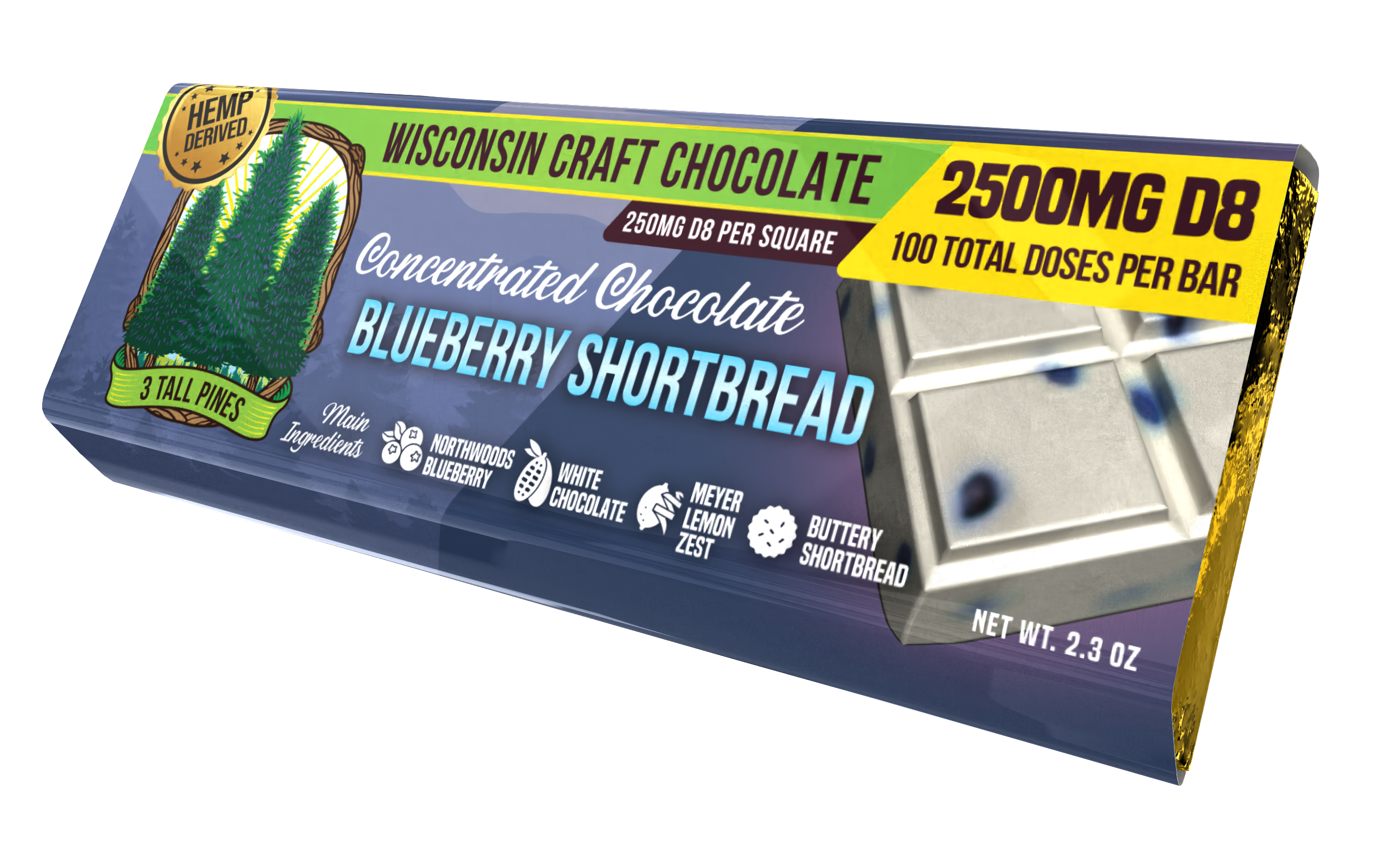 Blueberry Shortbread - Delta 8 Chocolate Bar