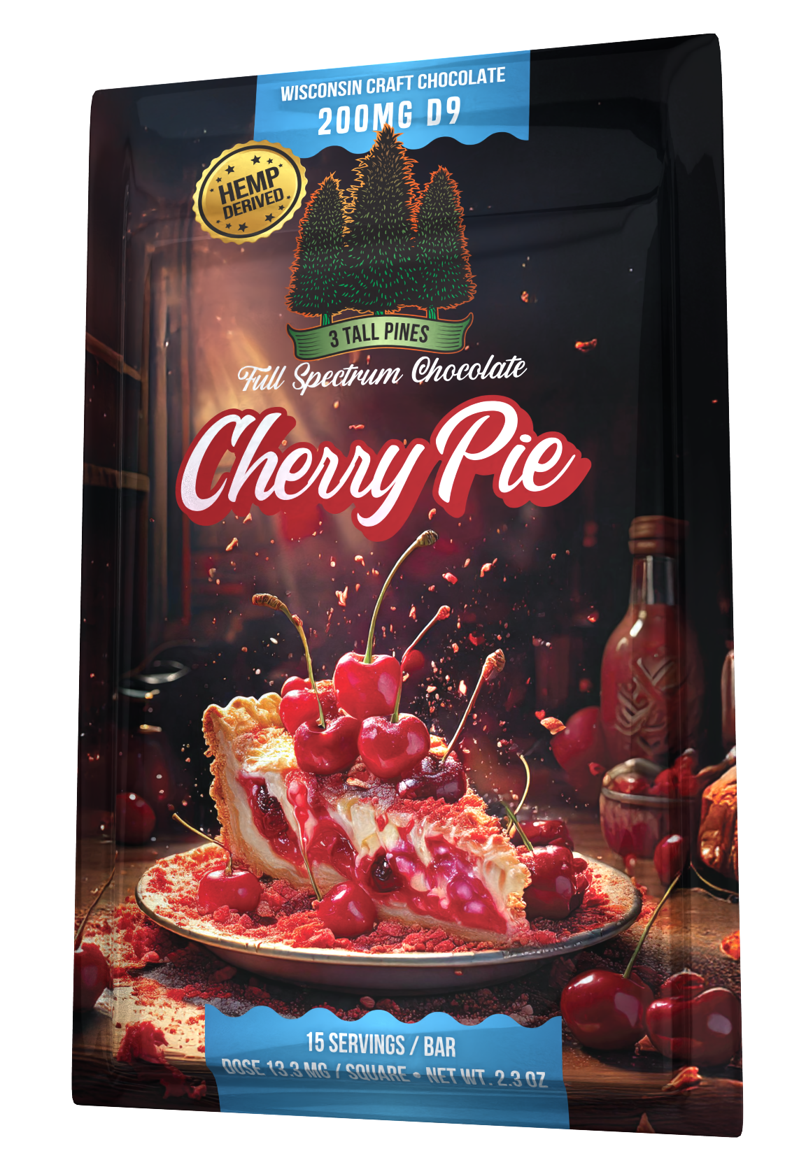 Cherry Pie Delta 9 Chocolate Bar - 200mg D9 + 800mg CBD – 3 Tall