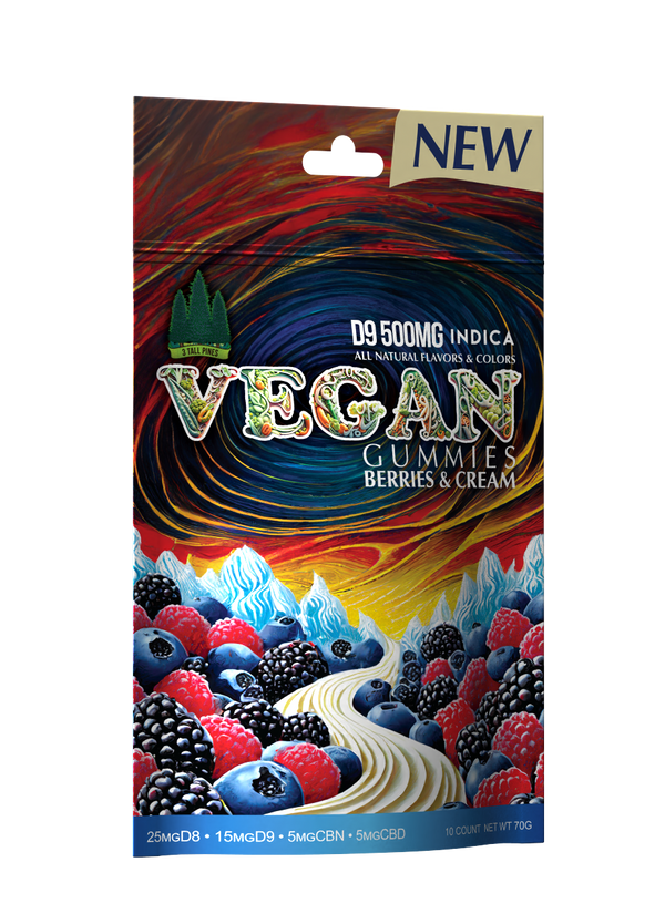 Delta 9 Vegan Gummies Berries and Cream 500mg