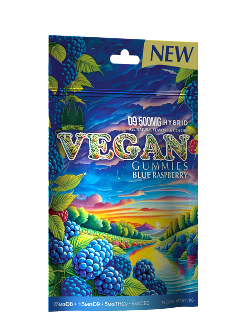 Delta 9 Vegan Gummies Blue Raspberry 500mg