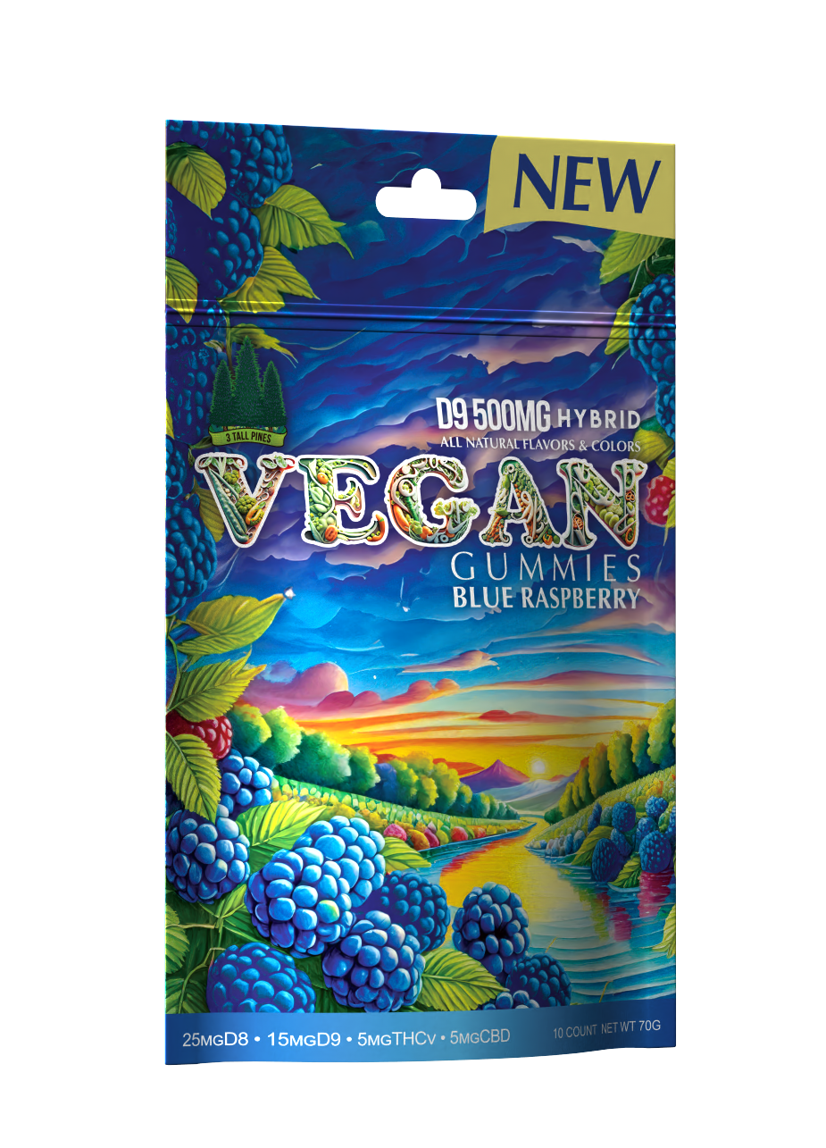 Delta 9 Vegan Gummies Blue Raspberry 500mg