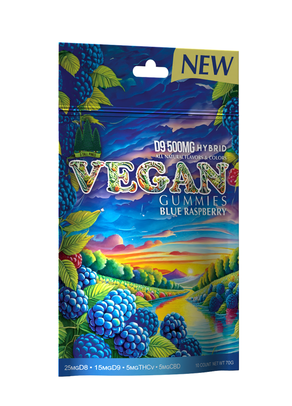 Delta 9 Vegan Gummies Blue Raspberry 500mg