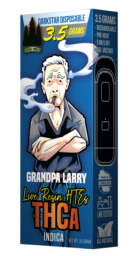 Grandpa Larry Live Resin THCA Disposable Vape - 3.5g Indica | Darkstar Series