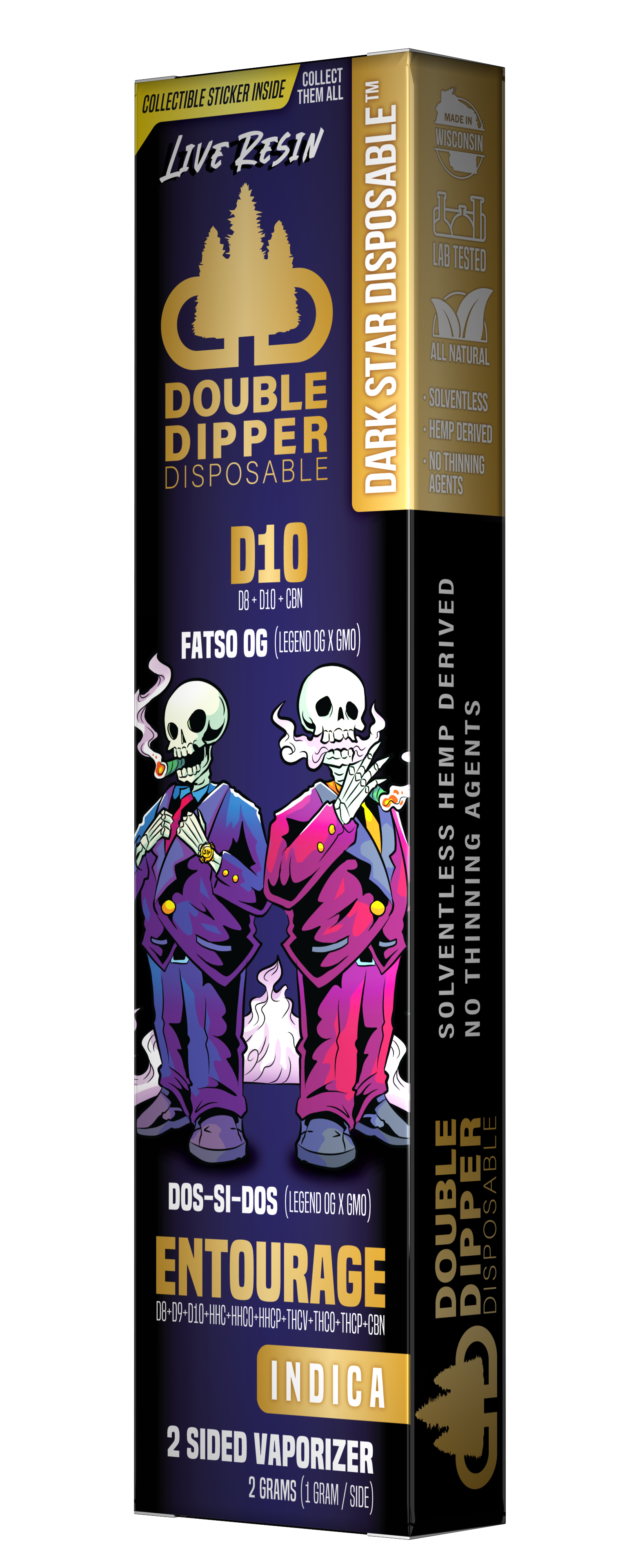 Fatso OG/Dos-si-Dos - Delta 10/Entourage - Darkstar Double Dipper Disposable Vape