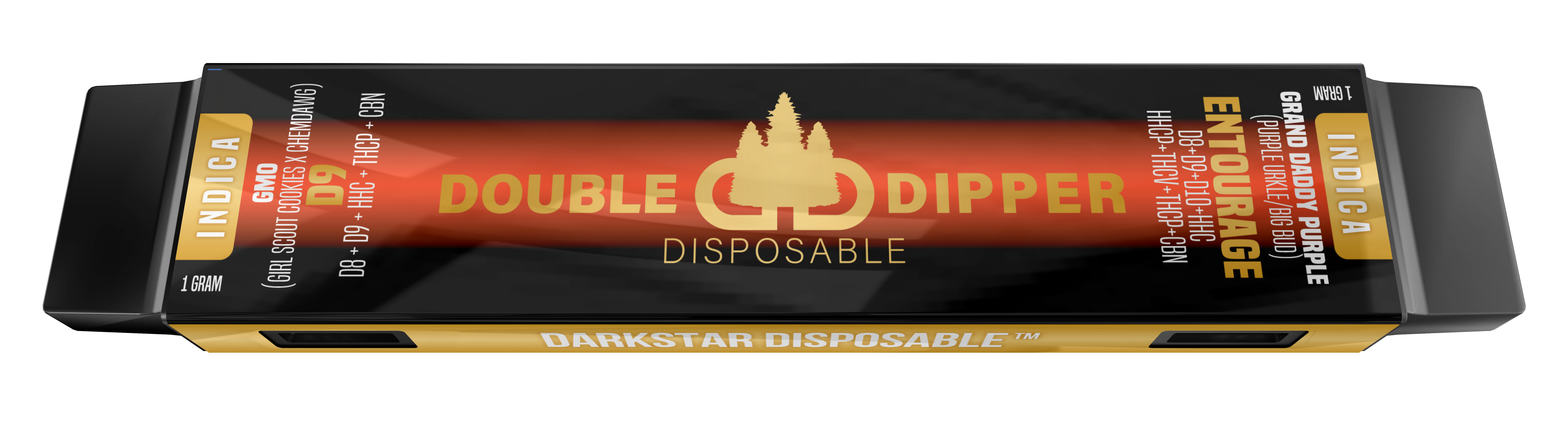 GMO / Grand Daddy Purple - Delta 9/Entourage - Darkstar Double Dipper Disposable Vape