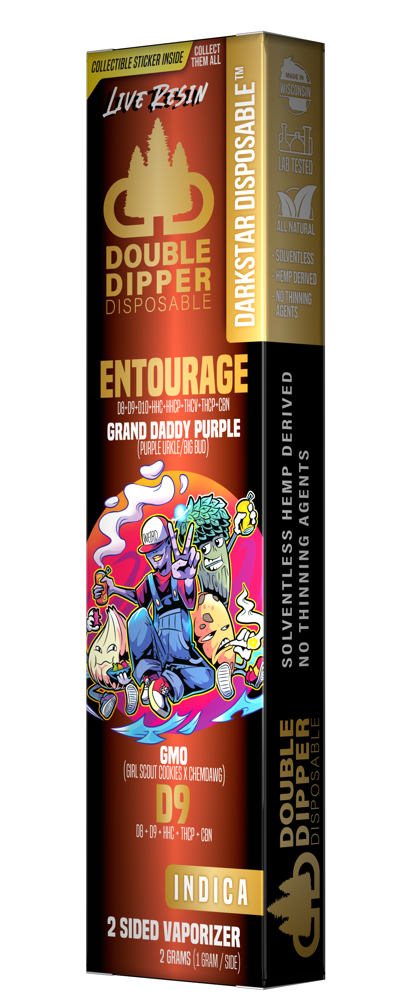 GMO / Grand Daddy Purple - Delta 9/Entourage - Darkstar Double Dipper Disposable Vape