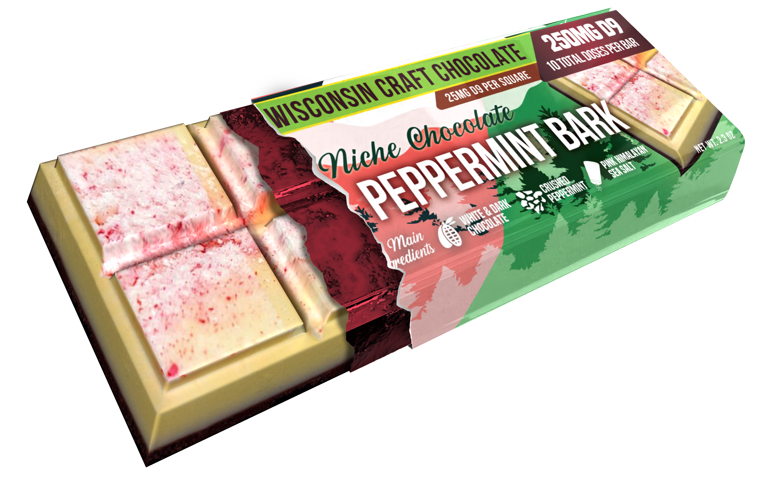 Peppermint Bark - Delta 9 Chocolate Bar