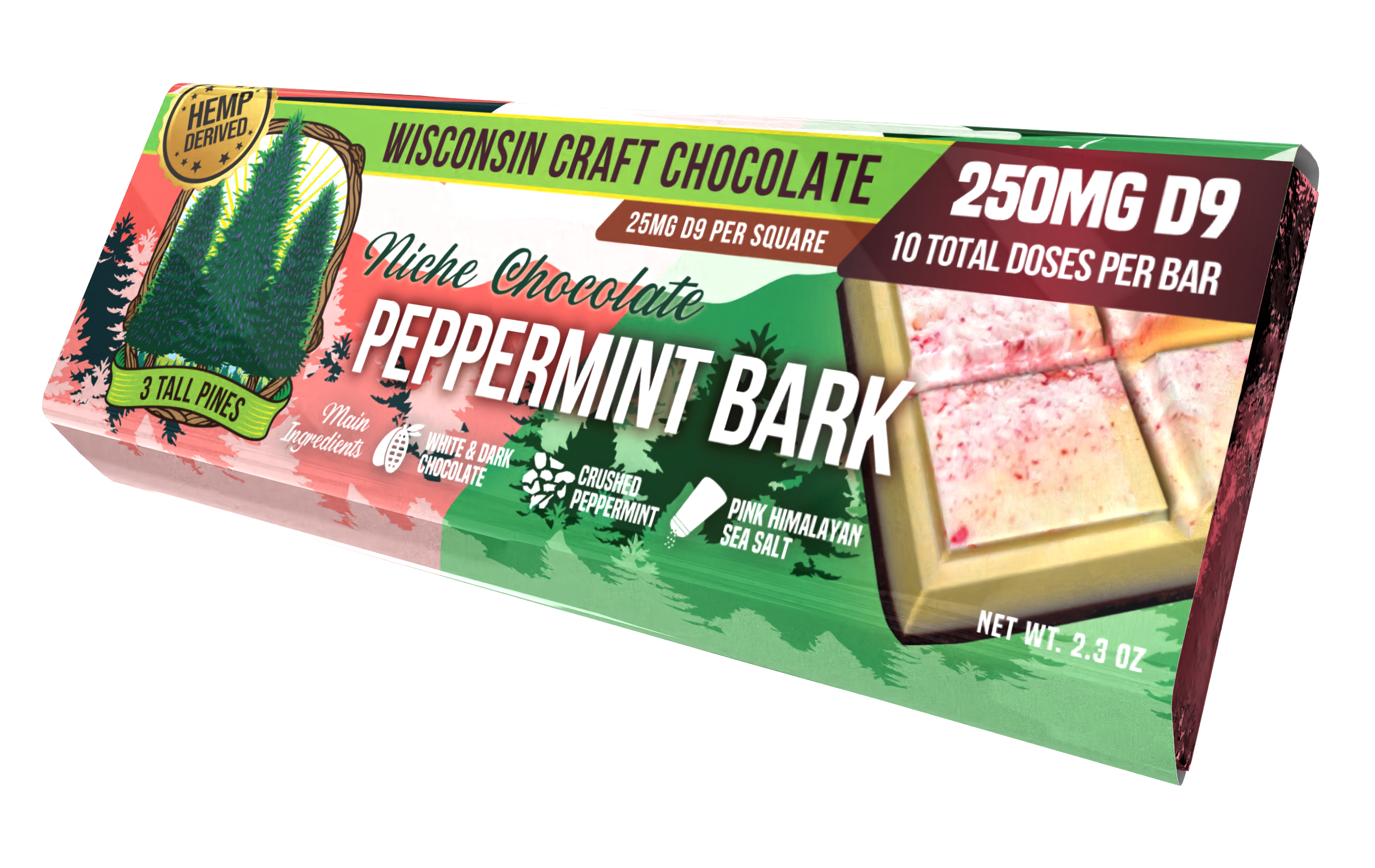 Peppermint Bark - Delta 9 Chocolate Bar