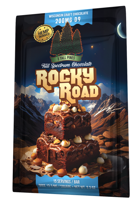 Rocky Road Delta 9 Chocolate Bar - 200mg Delta 9 + 800mg CBD Broad Spectrum Edible