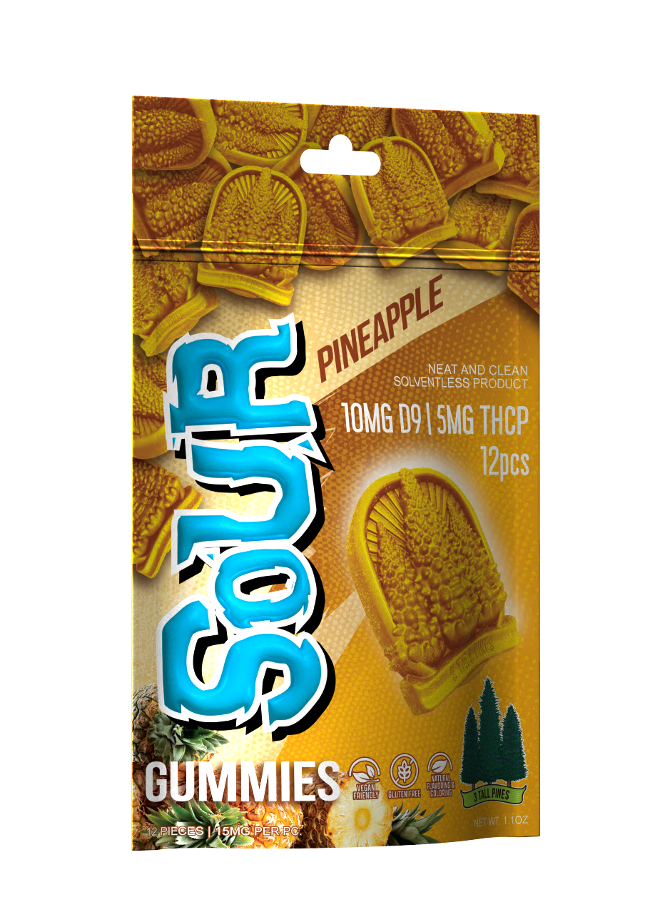 Delta 9 Gummies - Sour Pineapple - 10mg Delta 9 + 5mg THCP