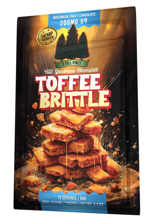 Toffee Brittle Delta 9 Chocolate Bar - 200mg Delta 9 + 800mg CBD Full Spectrum Edible