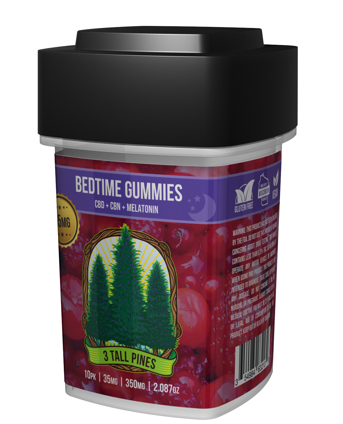 CBD/CBN/Melatonin - Bedtime Gummies (35mg) - 3 Tall Pines Farm