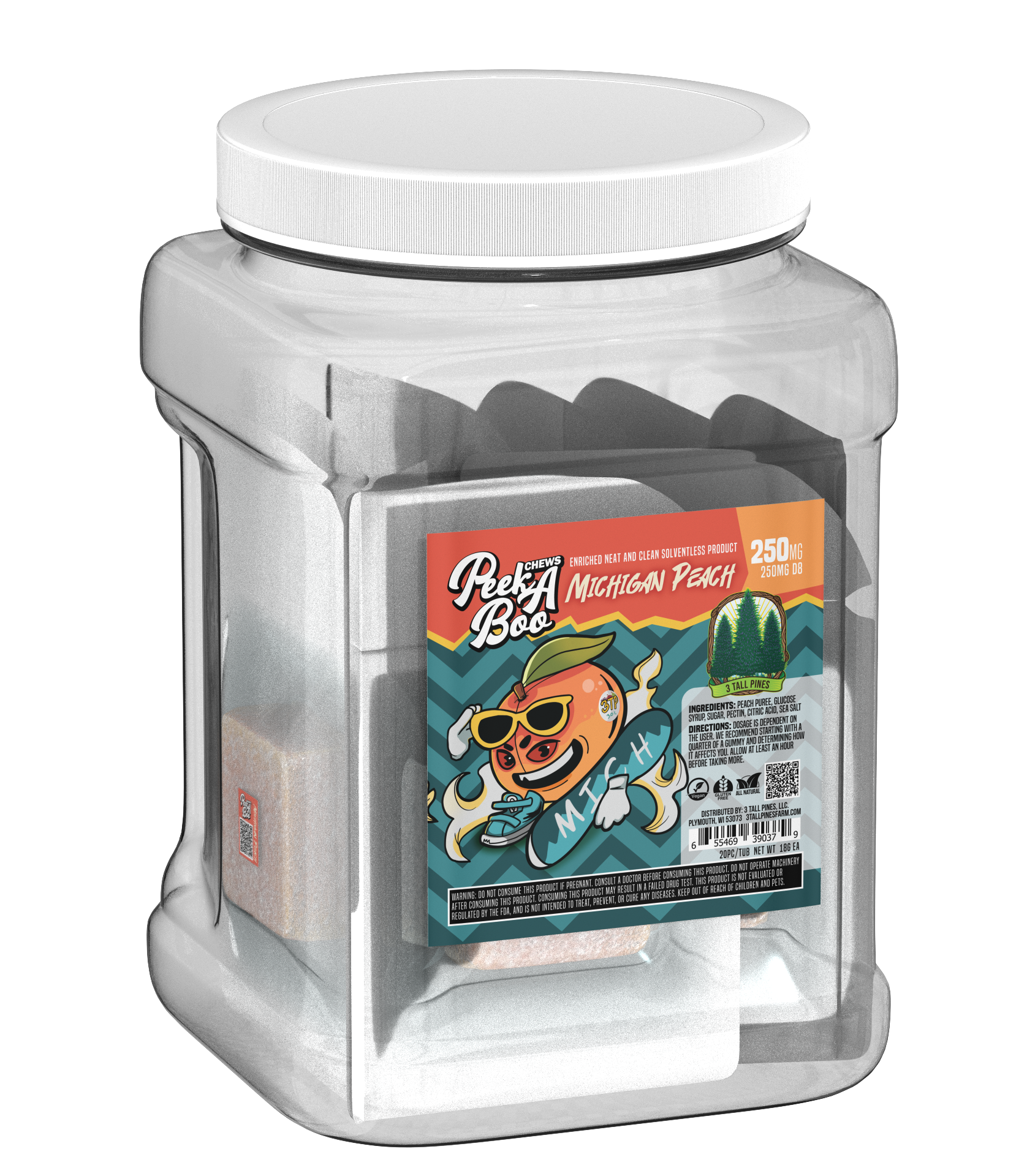 Michigan Peach - Peek-a-Boo Chews Delta 8 Gummy – 3 Tall Pines Farm